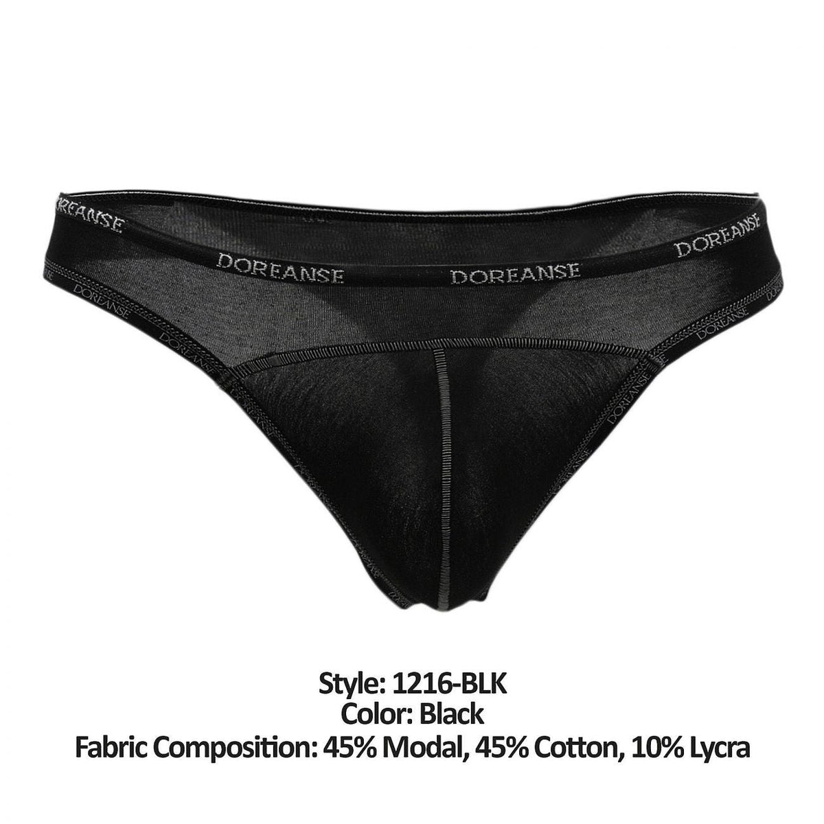 Doreanse Men's Underwear 1216-BLK Naked Thong Color Black