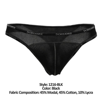 Doreanse Men's Underwear 1216-BLK Naked Thong Color Black