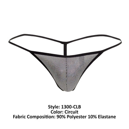 Doreanse Men's Underwear 1300-CLB Disco Thongs Color Circuit
