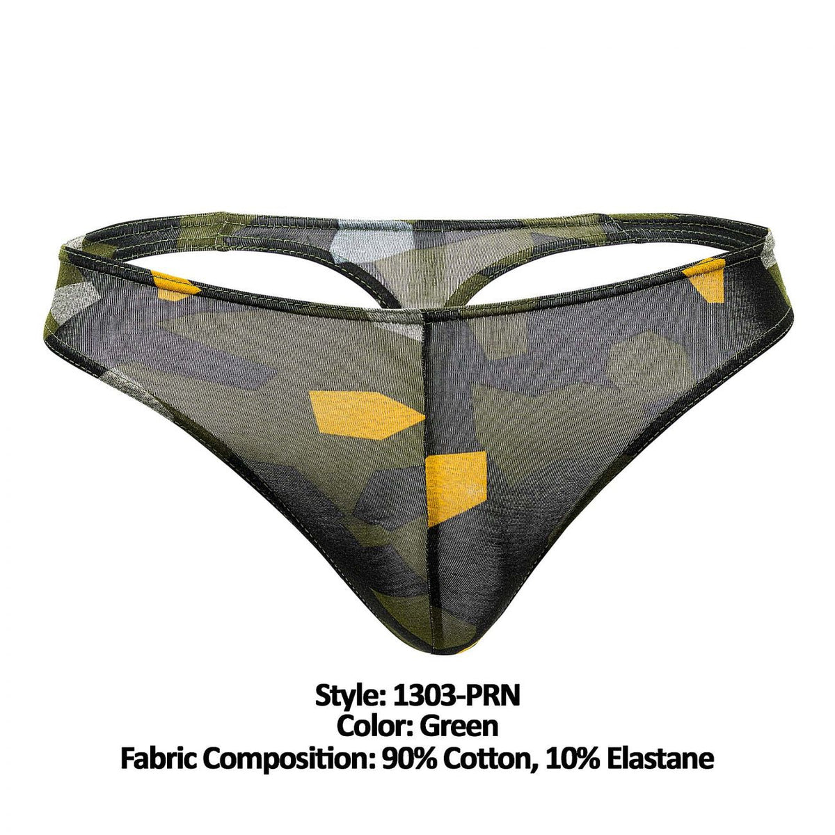 Doreanse Men's Underwear 1303-PRN Camosaic Thong Color Green