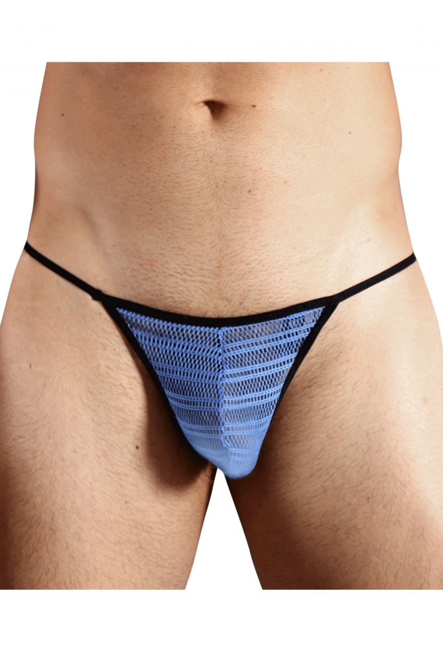 Doreanse Men's Underwear 1306-BLU Mesh G-String Thong Color Blue