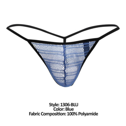 Doreanse Men's Underwear 1306-BLU Mesh G-String Thong Color Blue