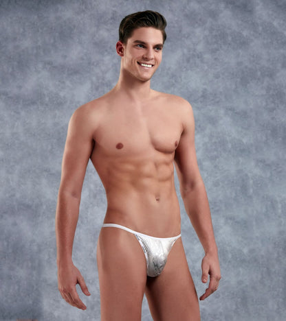 Doreanse Men's Underwear 1326-SLV Flashy G-String Color Silver Snake