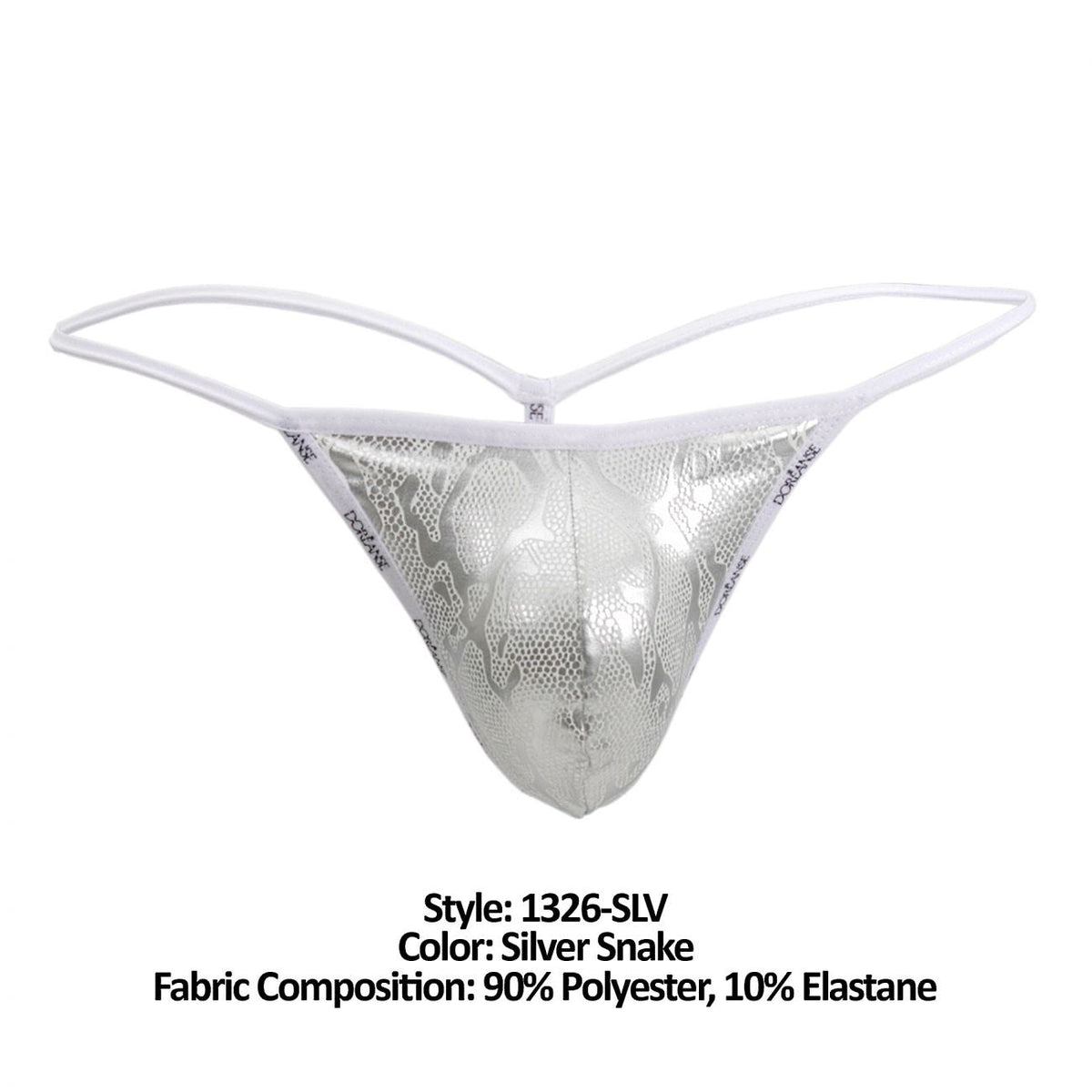 Doreanse Men's Underwear 1326-SLV Flashy G-String Color Silver Snake