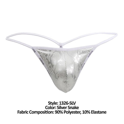 Doreanse Men's Underwear 1326-SLV Flashy G-String Color Silver Snake