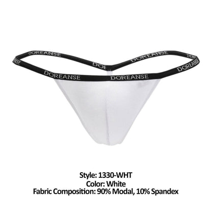Doreanse Men's Underwear 1330-WHT Ribbed Modal T-thong Color White
