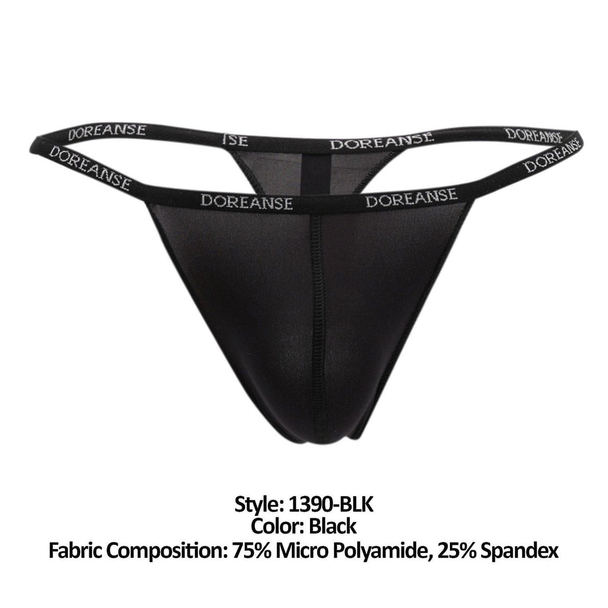 Doreanse Men's Underwear 1390-BLK Aire Thong Color Black