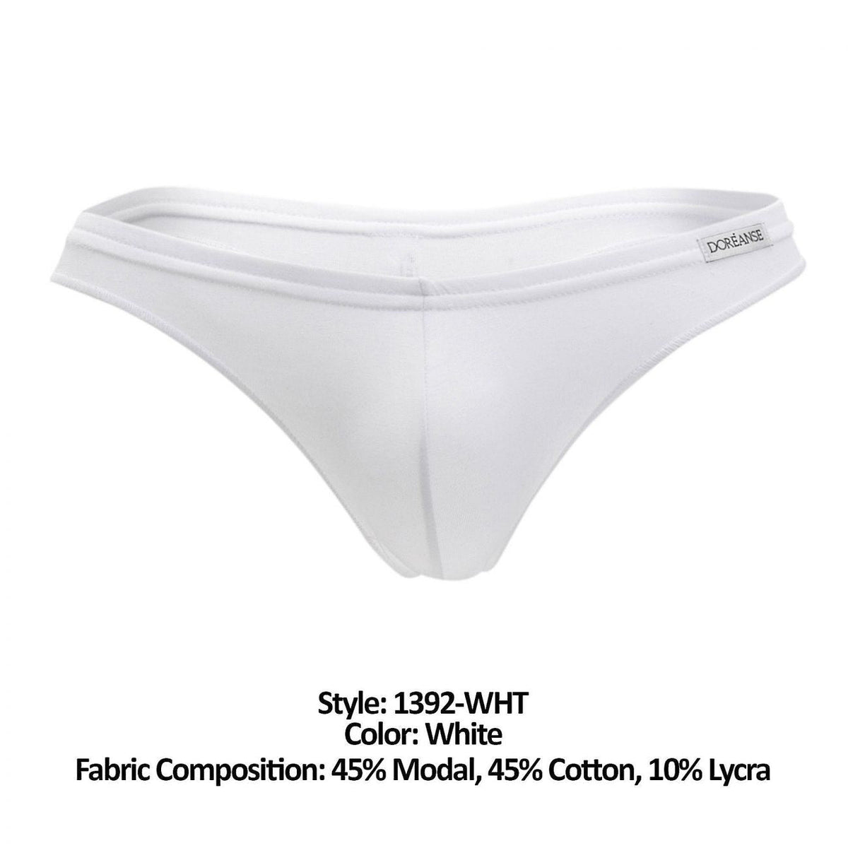 Doreanse Men's Underwear 1392-WHT Euro Thong Color White