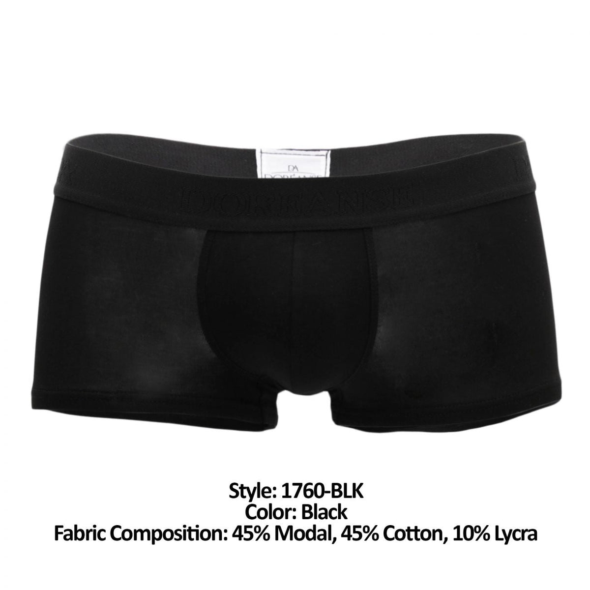 Doreanse Men's Underwear 1760-BLK Low-rise Trunk Color Black