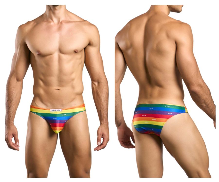 JUSTIN+SIMON Men's Underwear XSJ01 Classic Bikini Color Pride Flag