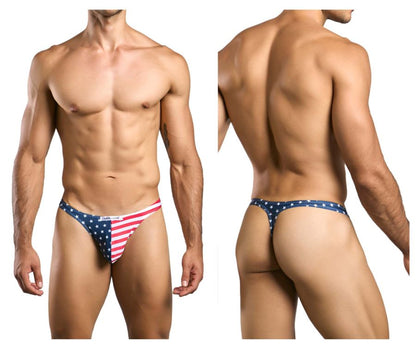 JUSTIN+SIMON Men's Underwear XSJ03 Classic Thongs Color USA Flag
