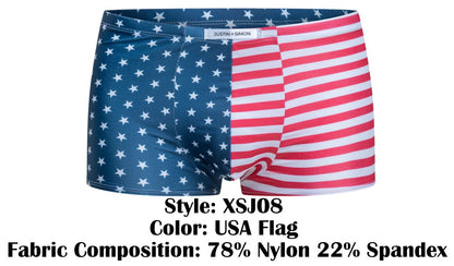 JUSTIN+SIMON Men's Underwear XSJ08 Classic Boxer Color USA Flag