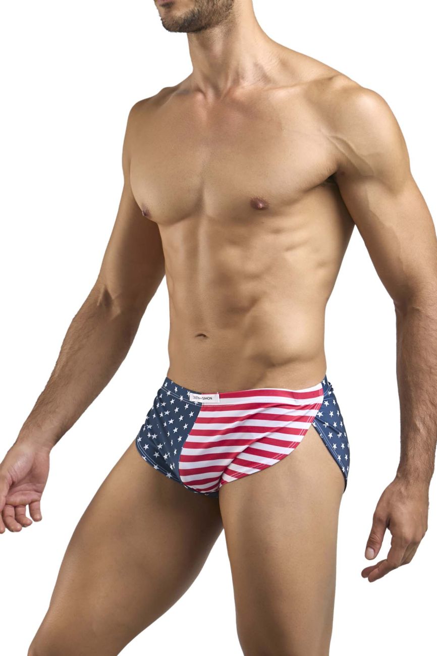 JUSTIN+SIMON Men's Underwear XSJ09 Running Shorts Color USA Flag