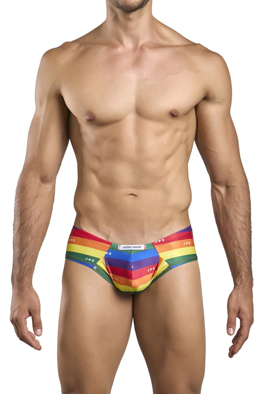 JUSTIN+SIMON Men's Underwear XSJ22 Cheek Briefs Color Pride Flag