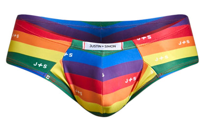 JUSTIN+SIMON Men's Underwear XSJ22 Cheek Briefs Color Pride Flag