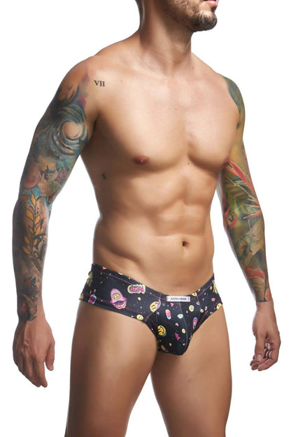 JUSTIN+SIMON Men's Underwear XSJ22 Cheek Briefs Color Psycodelic