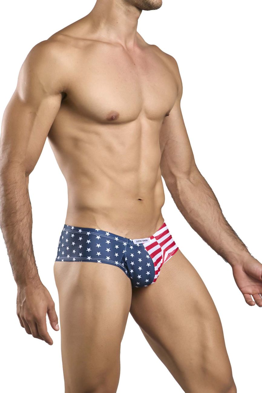 JUSTIN+SIMON Men's Underwear XSJ22 Cheek Briefs Color USA Flag