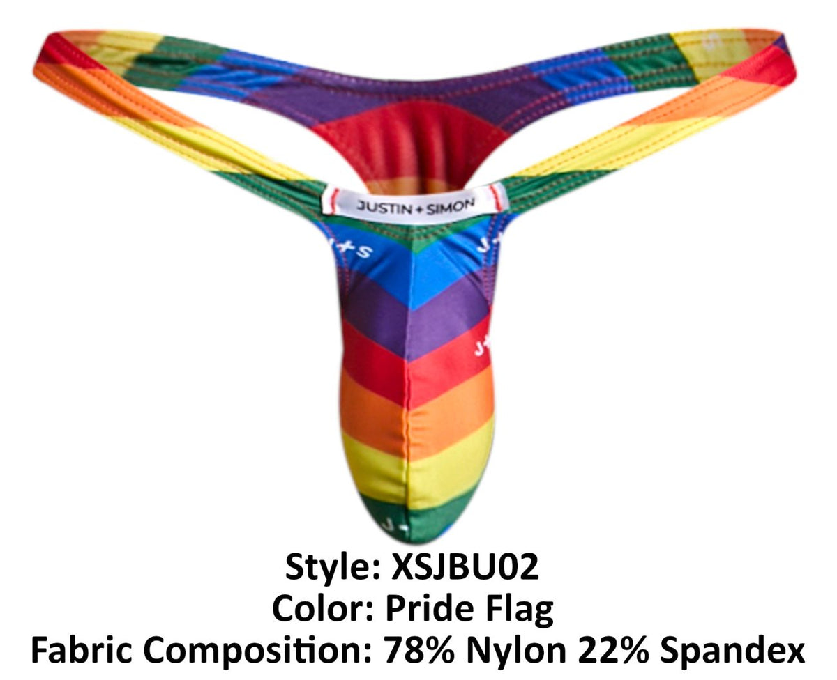 JUSTIN+SIMON Men's Underwear XSJBU02 Bulge Thongs Color Pride Flag