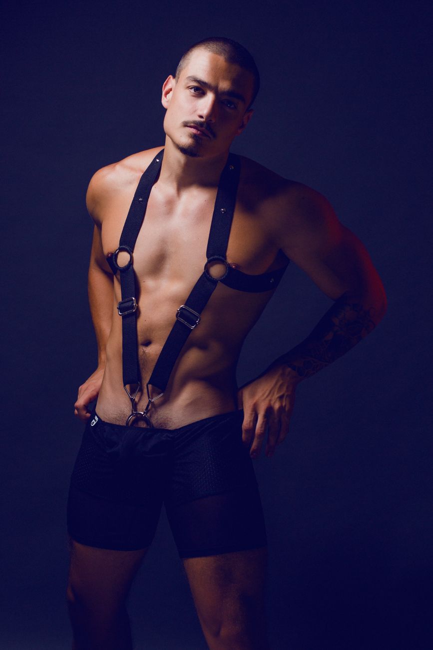 MaleBasics Men's Underwear DMBL05 DNGEON Crossback Harness Color Black
