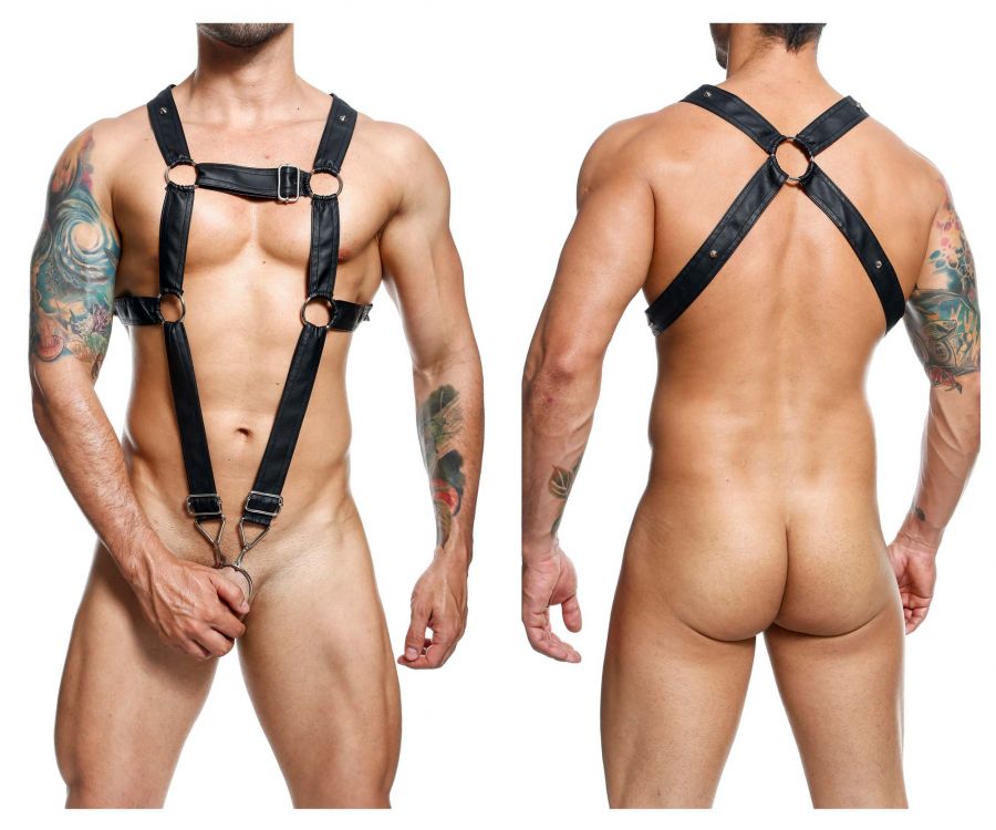 MaleBasics Men's Underwear DMBL07 DNGEON Cross Cockring Harness Color Black