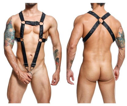 MaleBasics Men's Underwear DMBL07 DNGEON Cross Cockring Harness Color Black