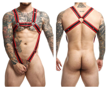 MaleBasics Men's Underwear DMBL07 DNGEON Cross Cockring Harness Color Red