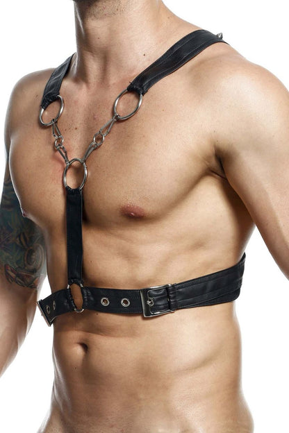 MaleBasics Men's Lingerie DMBL09 DNGEON Cross Chain Harness Color Black
