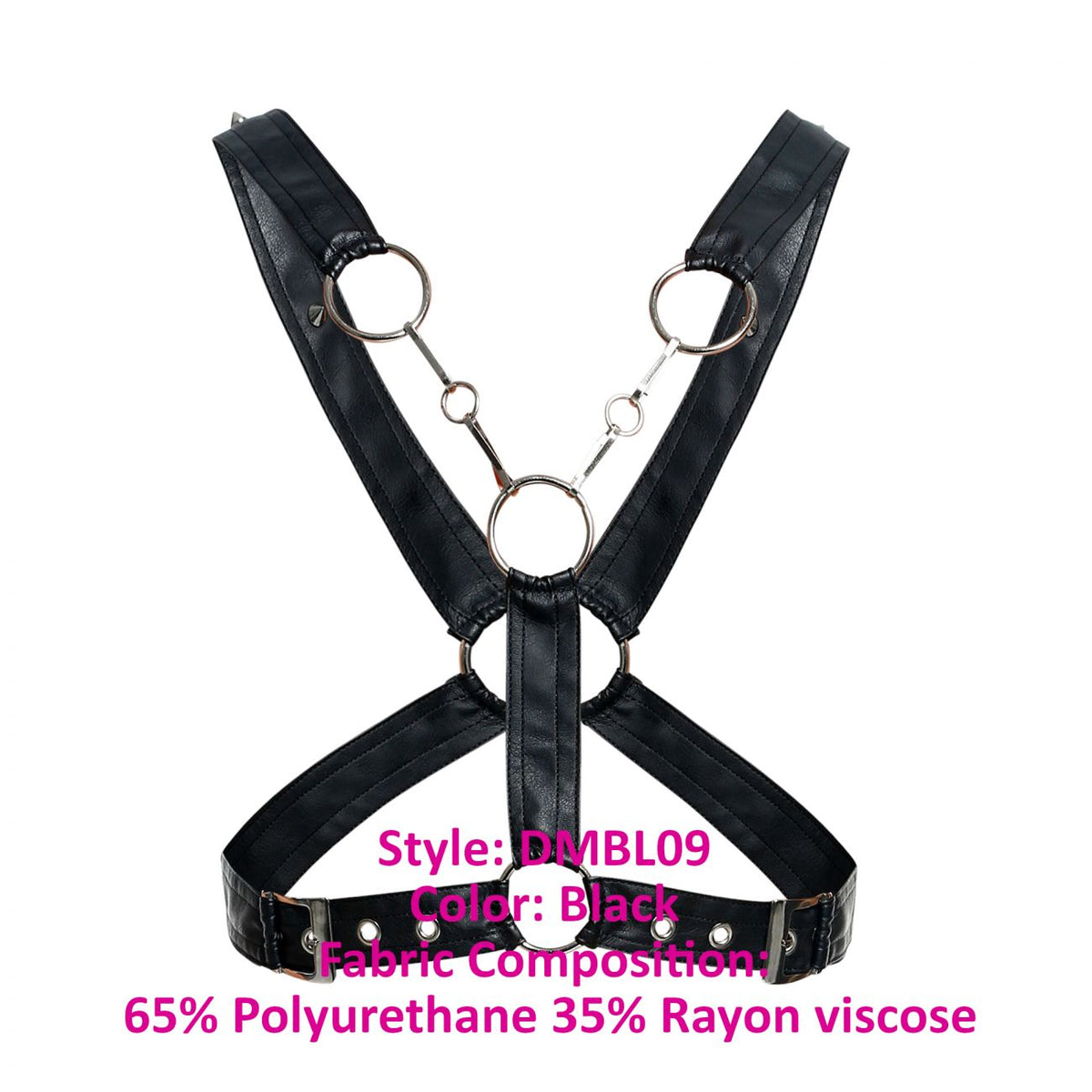 MaleBasics Men's Lingerie DMBL09 DNGEON Cross Chain Harness Color Black