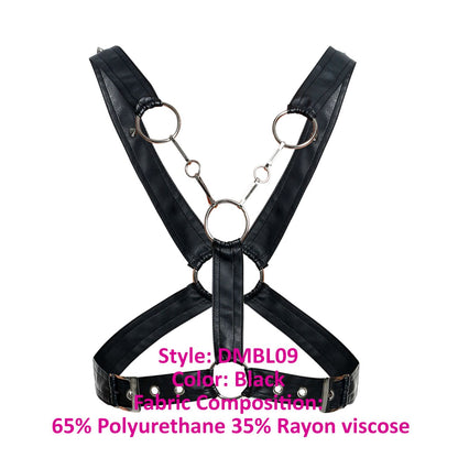 MaleBasics Men's Lingerie DMBL09 DNGEON Cross Chain Harness Color Black