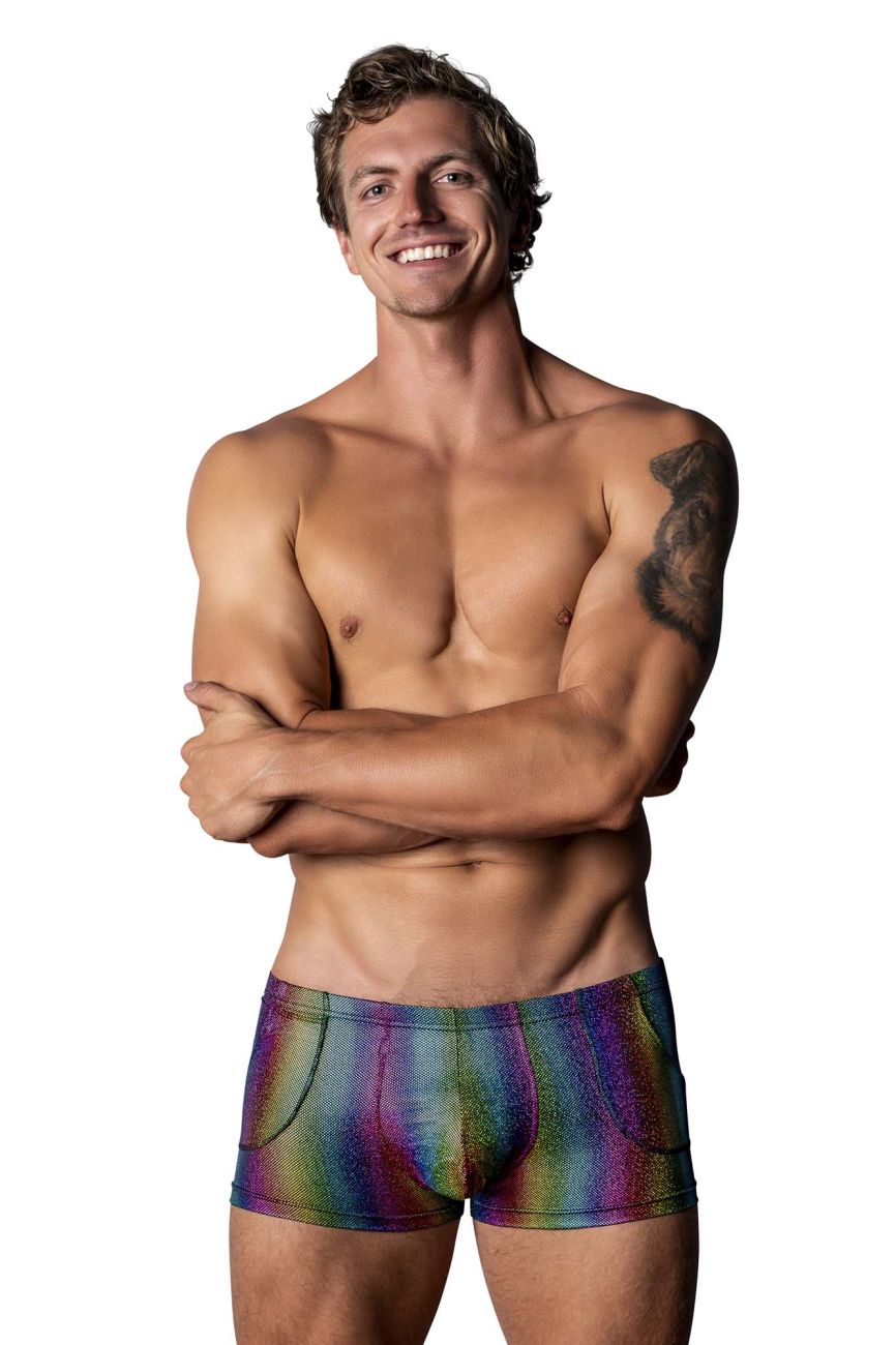 Male Power Men's Underwear 132-297 Pack N Play Pocket Short Color Rainbow