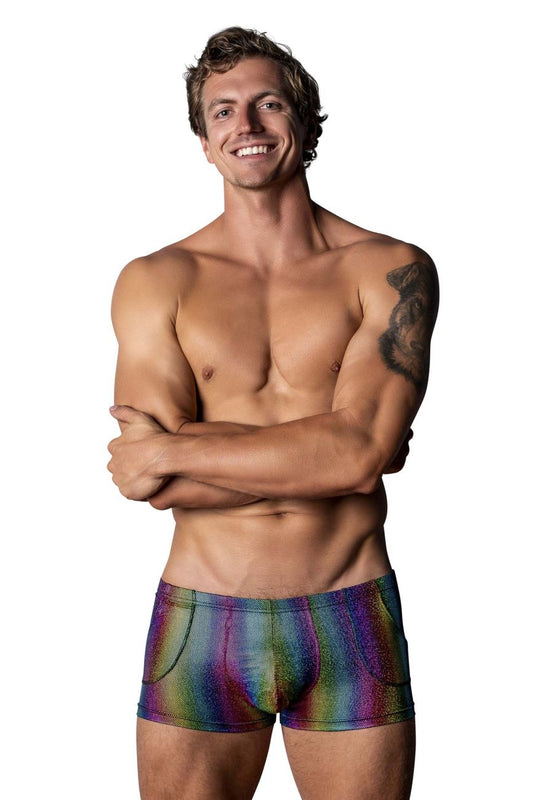 Male Power Men's Underwear 132-297 Pack N Play Pocket Short Color Rainbow