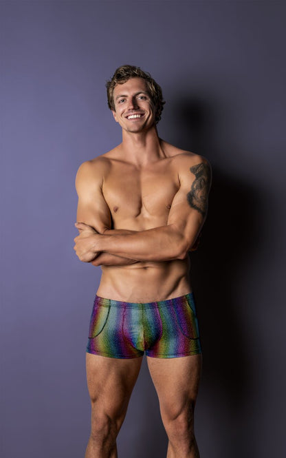 Male Power Men's Underwear 132-297 Pack N Play Pocket Short Color Rainbow