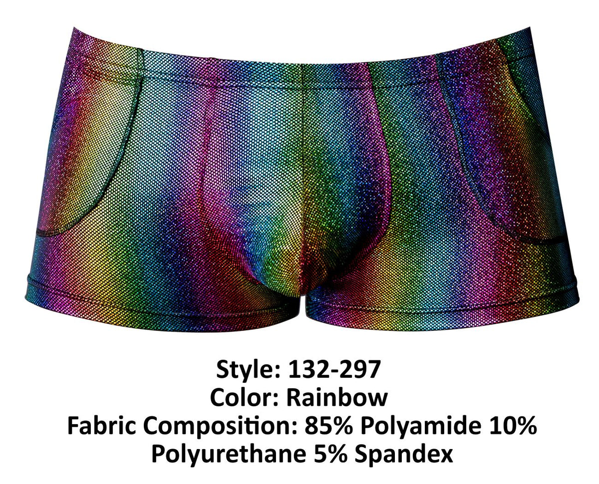 Male Power Men's Underwear 132-297 Pack N Play Pocket Short Color Rainbow