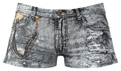 Male Power Men's Underwear 145-286 Dirty Denim Mini Short Color Denim Print