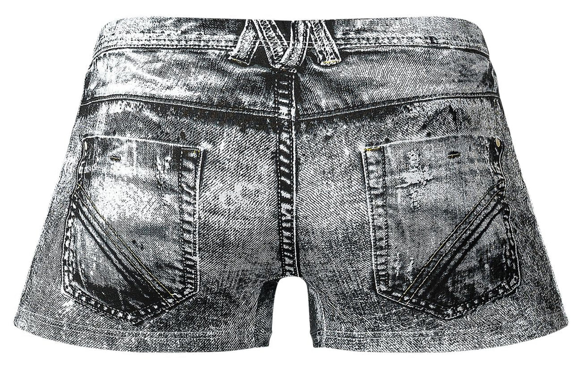 Male Power Men's Underwear 145-286 Dirty Denim Mini Short Color Denim Print