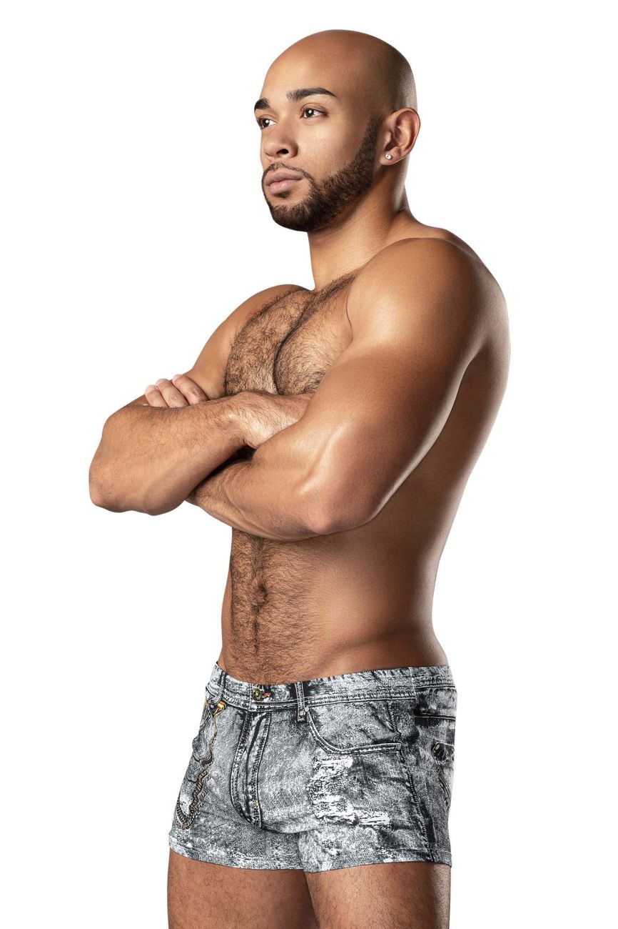 Male Power Men's Underwear 145-286 Dirty Denim Mini Short Color Denim Print