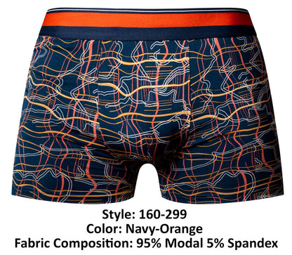 Male Power Men's Underwear 160-299 Soo Cumfy Boxer Brief Color Navy-Orange