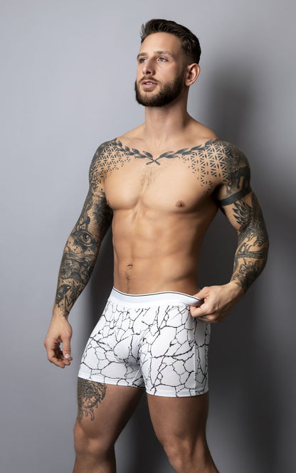 Male Power 160-299 Soo Cumfy Boxer Brief Color White-Black