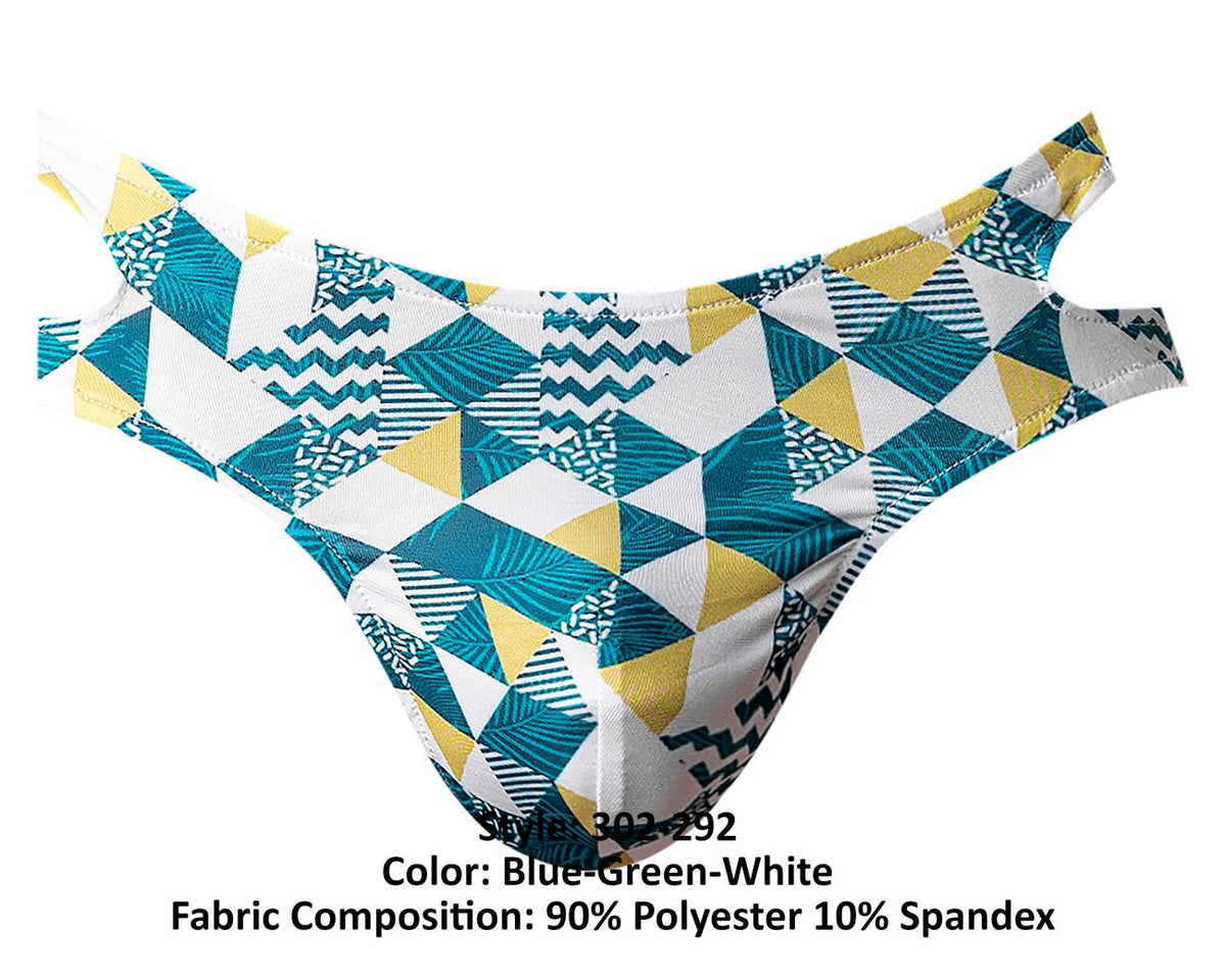 Male Power Men's Underwear 302-292 Cut It Out Cut Out Moonshine Color Blue-Green-White