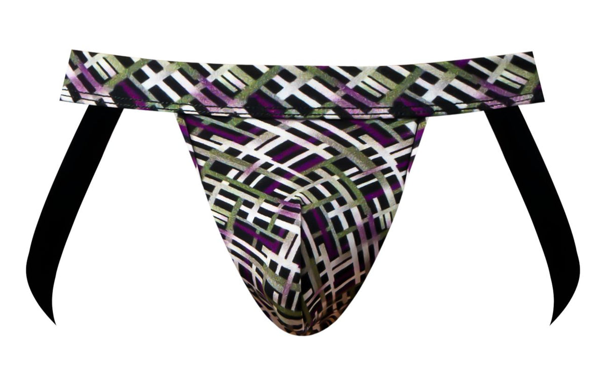 Male Power Men's Underwear 351-303 Gridlocked Strappy Ring Jock Color Printed