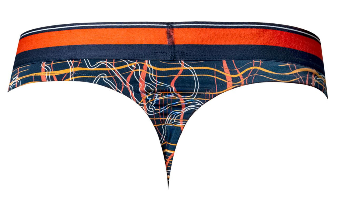 Male Power Men's Underwear 412-299 Soo Cumfy Thong Color Navy-Orange