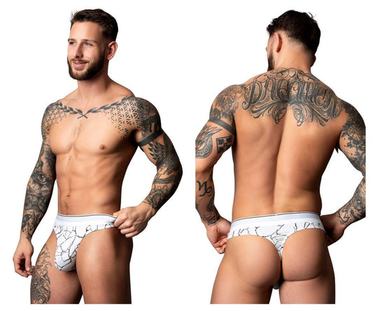 Male Power Men's Underwear 412-299 Soo Cumfy Thong Color White-Black