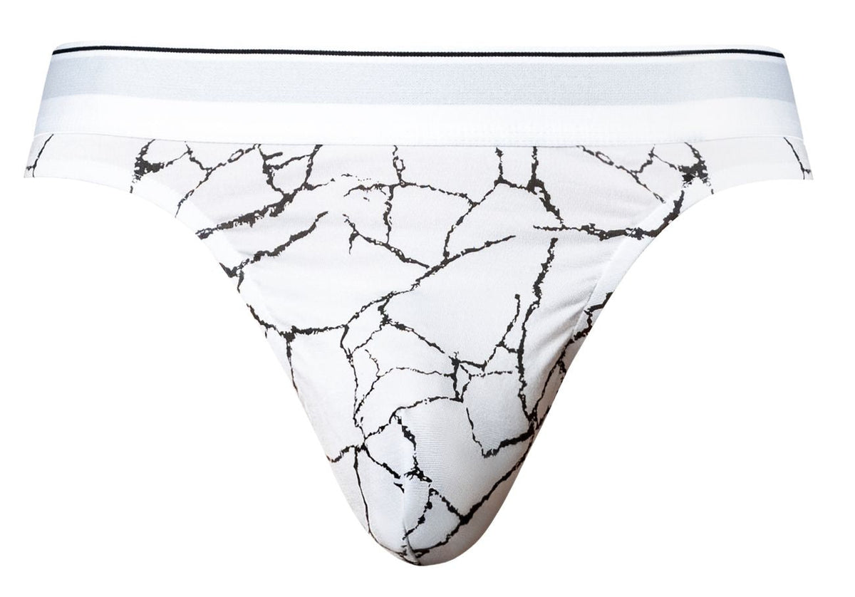 Male Power Men's Underwear 412-299 Soo Cumfy Thong Color White-Black