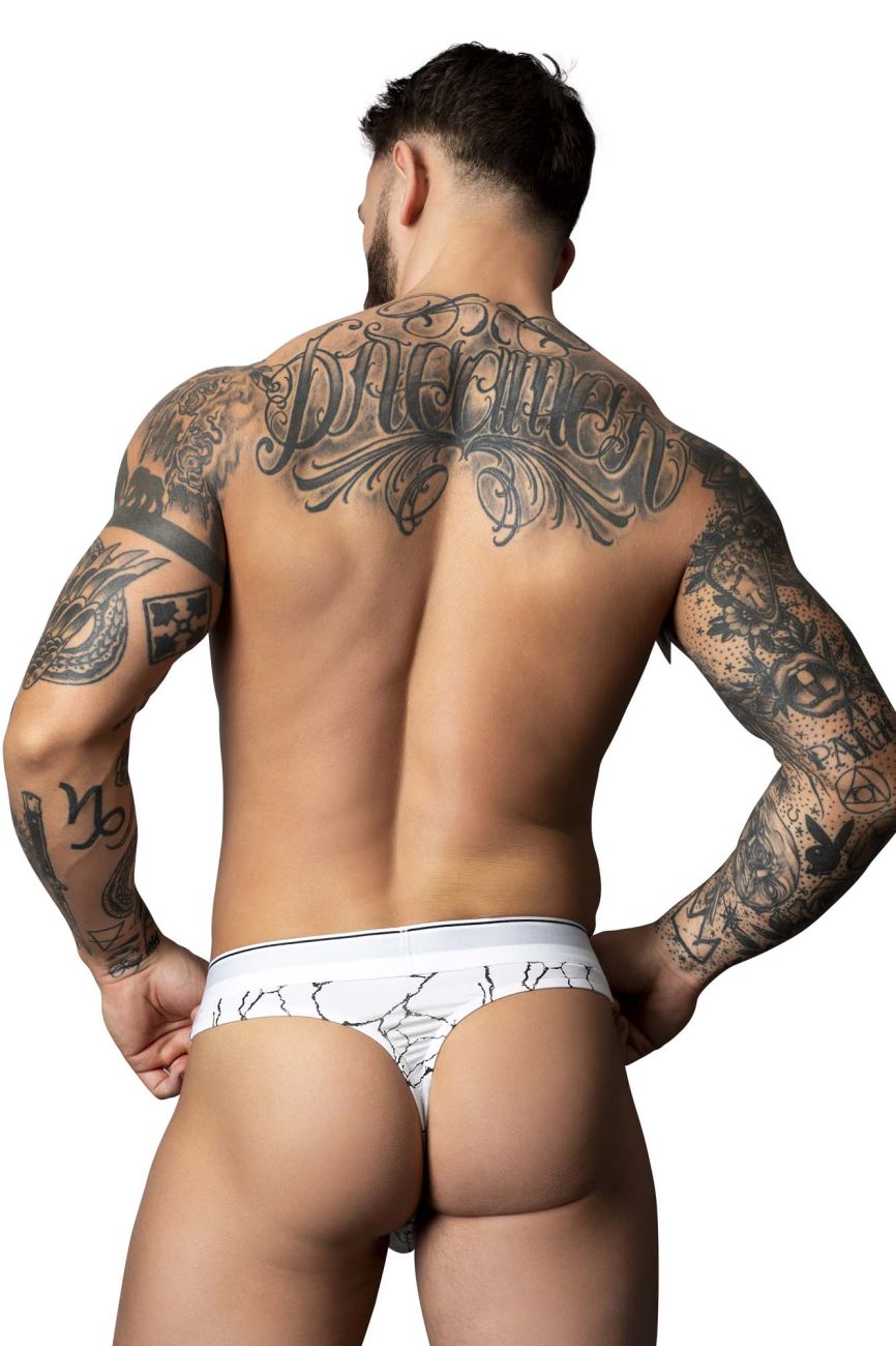 Male Power Men's Underwear 412-299 Soo Cumfy Thong Color White-Black