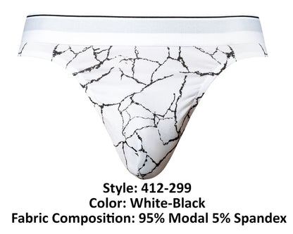 Male Power Men's Underwear 412-299 Soo Cumfy Thong Color White-Black