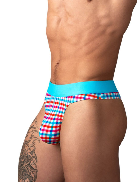 Male Power Men's Underwear 412-306 So Comfy Gingham Thong in Gingham Print Color Gingham Print