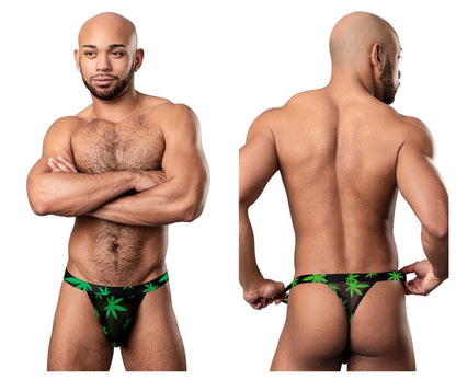 Male Power Men's Underwear 433-294 Hazy Dayz Micro Thong Color Pot Leaf