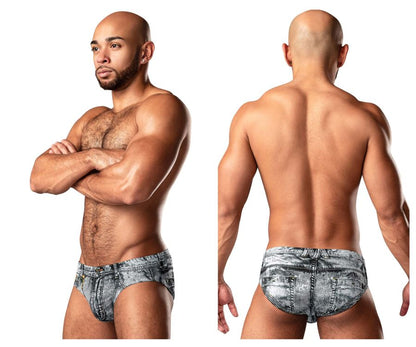 Male Power Men's Underwear 486-286 Dirty Denim Bikini Color Denim Print