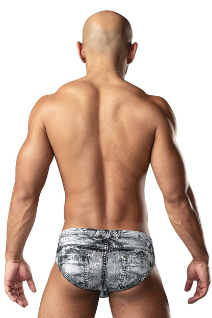 Male Power Men's Underwear 486-286 Dirty Denim Bikini Color Denim Print
