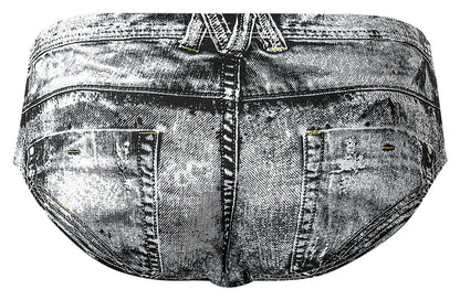 Male Power Men's Underwear 486-286 Dirty Denim Bikini Color Denim Print